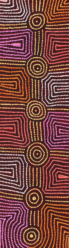 Aboriginal Artwork by Carol Nampijinpa Larry, Karnta Jukurrpa (Womens Dreaming), 107x30cm