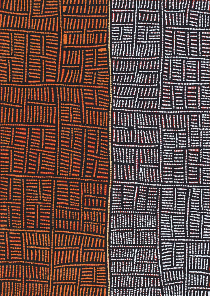 Aboriginal Artwork by Carol Nampijinpa Larry, Karnta Jukurrpa (Womens Dreaming), 107x76cm