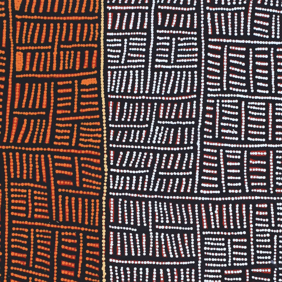 Aboriginal Artwork by Carol Nampijinpa Larry, Karnta Jukurrpa (Womens Dreaming), 107x76cm