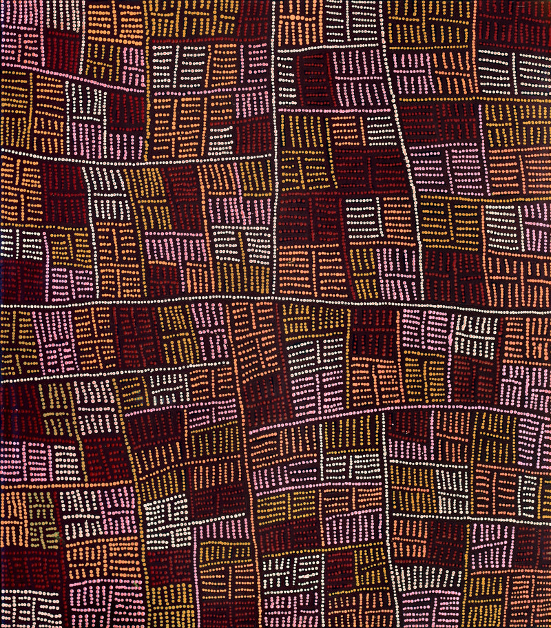 Aboriginal Artwork by Carol Nampijinpa Larry, Karnta Jukurrpa (Womens Dreaming), 122x107cm
