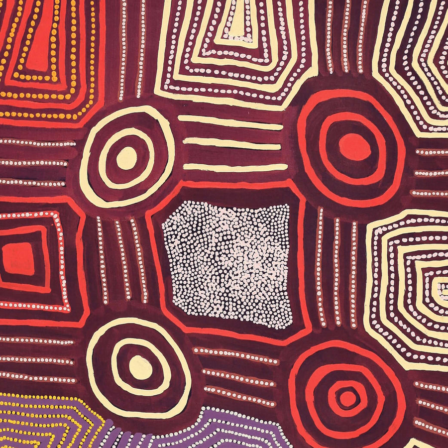 Aboriginal Artwork by Carol Nampijinpa Larry, Karnta Jukurrpa (Womens Dreaming), 122x107cm