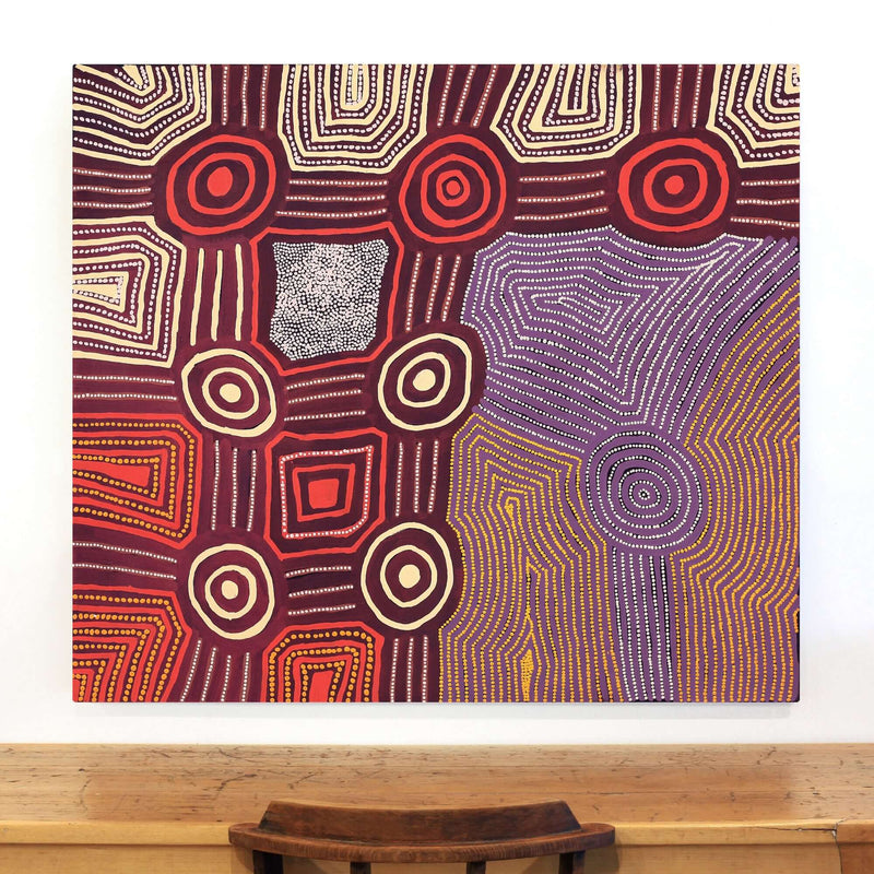 Aboriginal Artwork by Carol Nampijinpa Larry, Karnta Jukurrpa (Womens Dreaming), 122x107cm