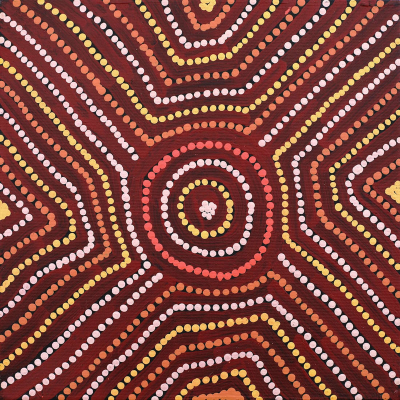Aboriginal Artwork by Carol Nampijinpa Larry, Karnta Jukurrpa (Womens Dreaming), 30x30cm