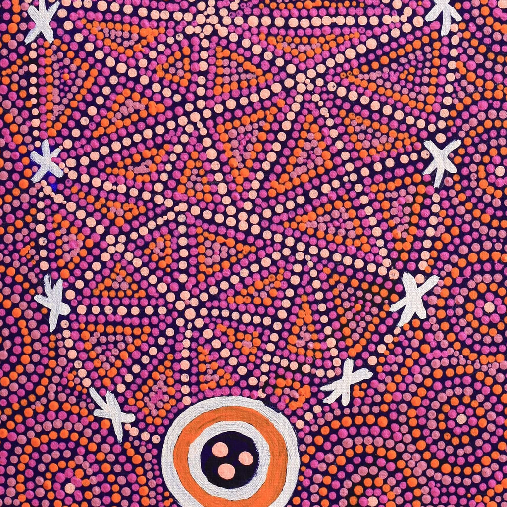 Aboriginal Artwork by Carol Napaljarri Kitson, Ngatijirri Jukurrpa (Budgerigar Dreaming), 61x30cm
