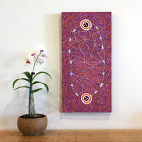 Aboriginal Artwork by Carol Napaljarri Kitson, Ngatijirri Jukurrpa (Budgerigar Dreaming), 61x30cm