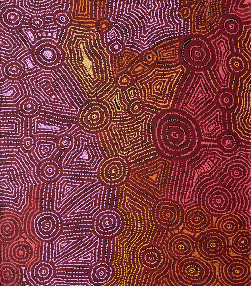 Aboriginal Artwork by Carol Nampijinpa Larry, Karnta Jukurrpa (Womens Dreaming), 122x107cm