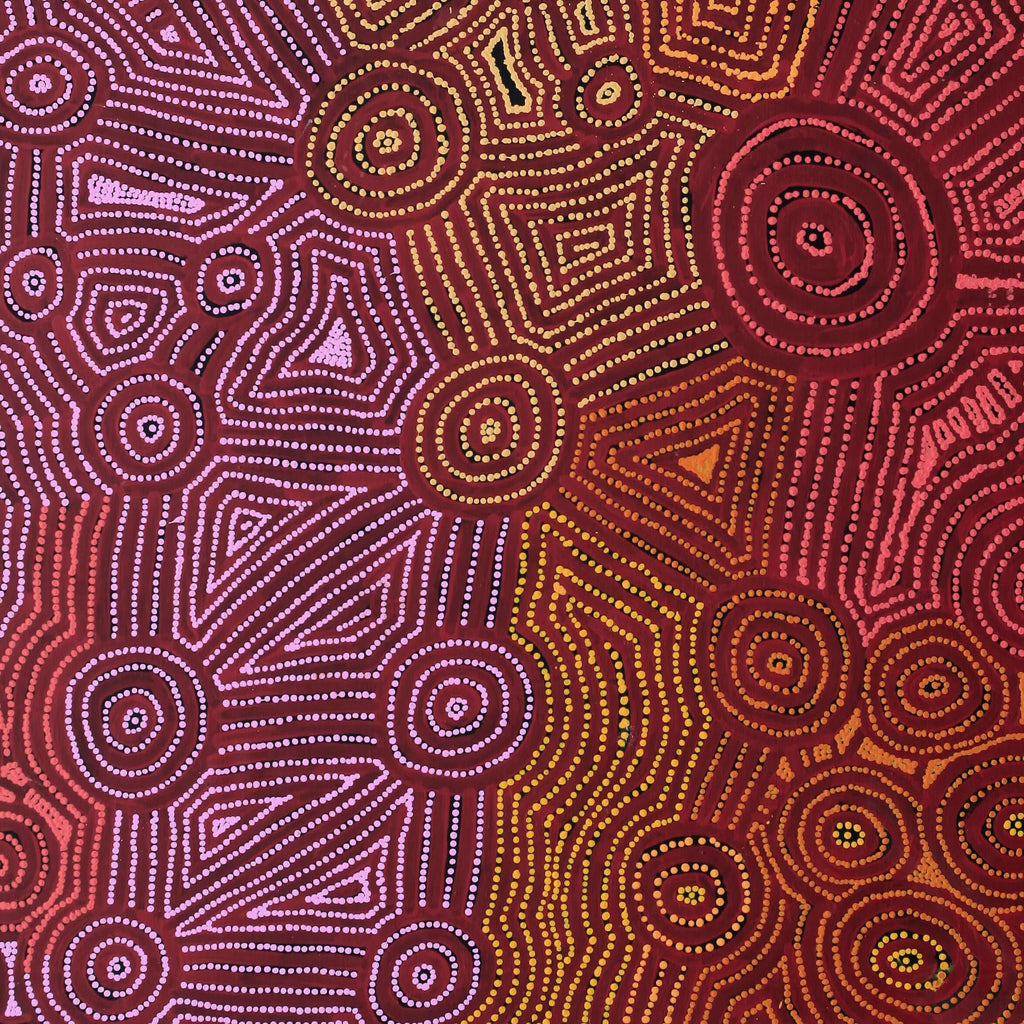 Aboriginal Artwork by Carol Nampijinpa Larry, Karnta Jukurrpa (Womens Dreaming), 122x107cm