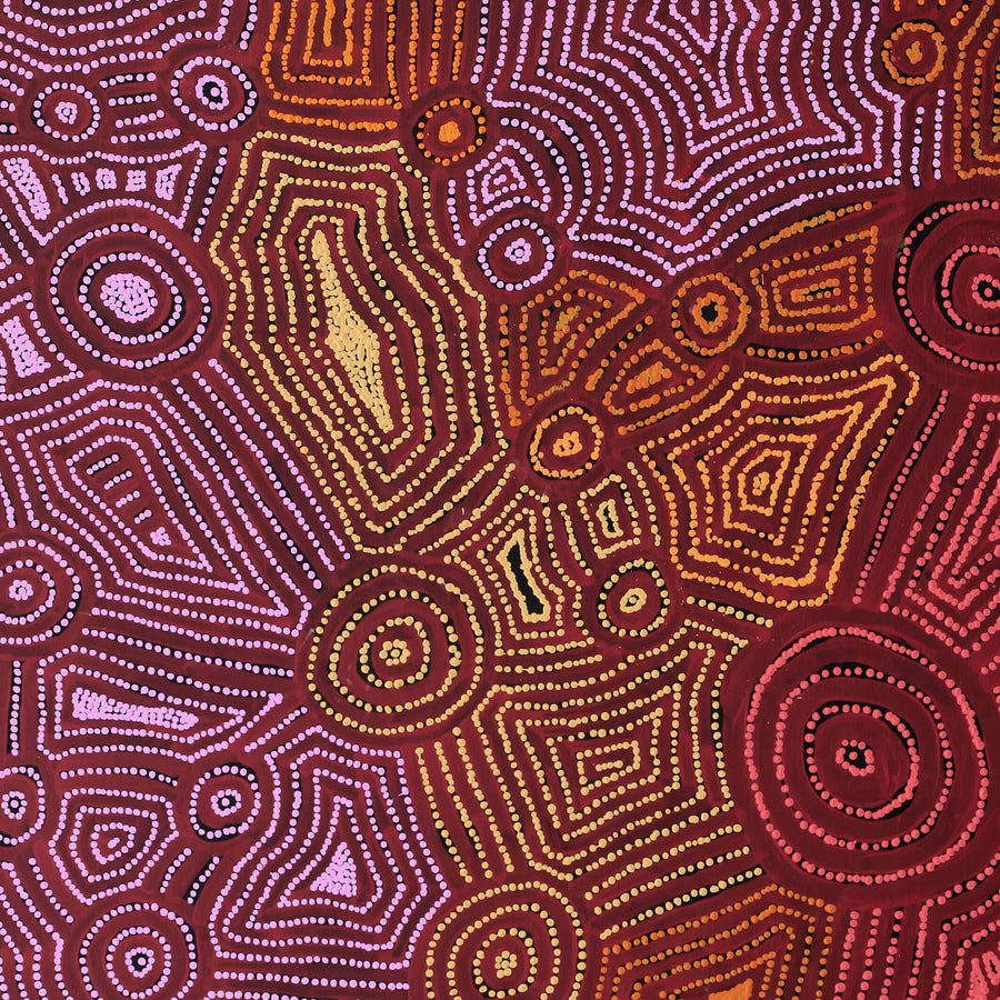 Aboriginal Artwork by Carol Nampijinpa Larry, Karnta Jukurrpa (Womens Dreaming), 122x107cm