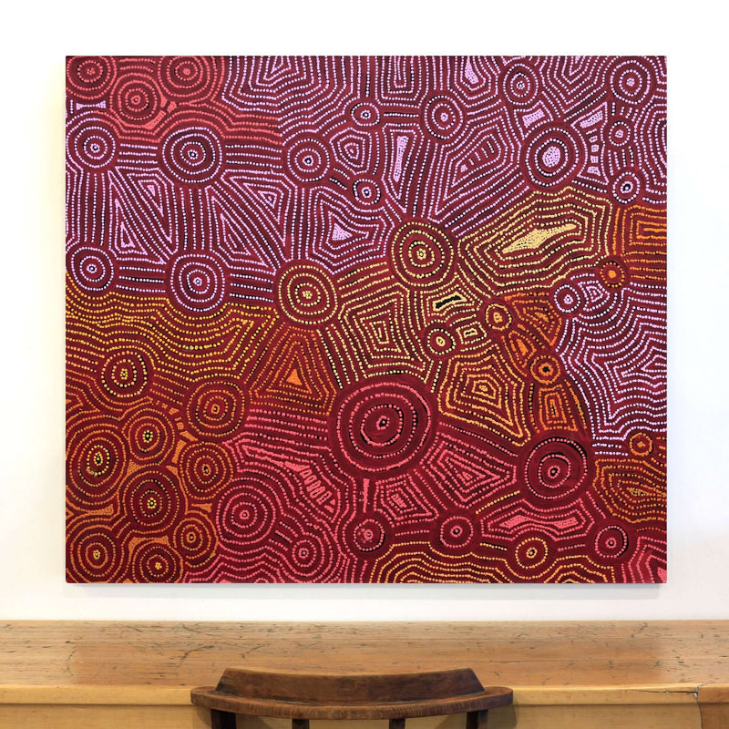 Aboriginal Artwork by Carol Nampijinpa Larry, Karnta Jukurrpa (Womens Dreaming), 122x107cm