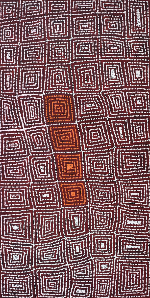 Aboriginal Art by Carol Nampijinpa Larry, Karnta Jukurrpa (Womens Dreaming), 122x61cm - ART ARK®