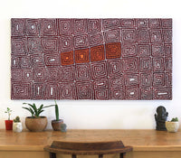 Aboriginal Artwork by Carol Nampijinpa Larry, Karnta Jukurrpa (Womens Dreaming), 122x61cm