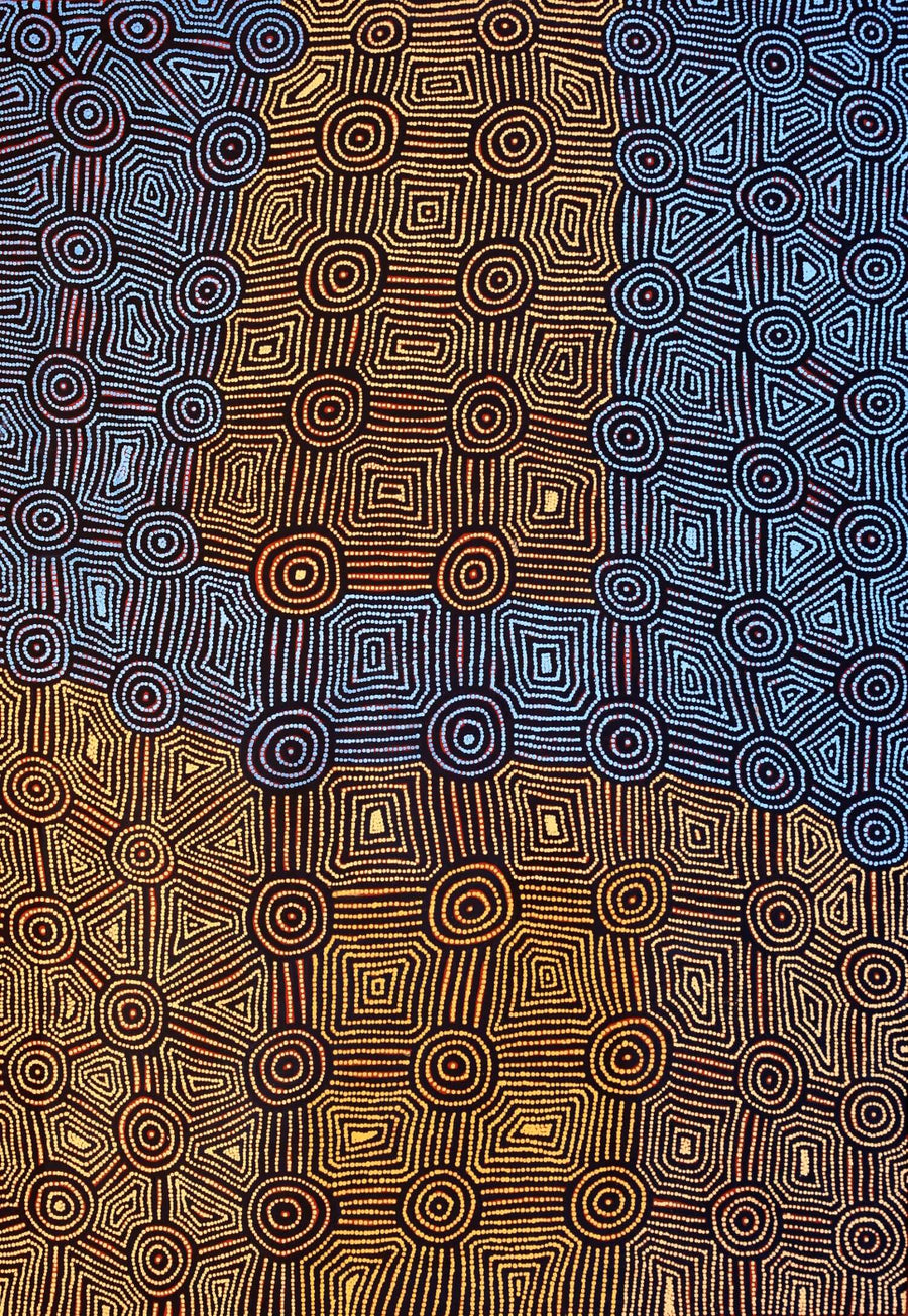 Aboriginal Artwork by Carol Nampijinpa Larry, Karnta Jukurrpa (Womens Dreaming), 152x107cm