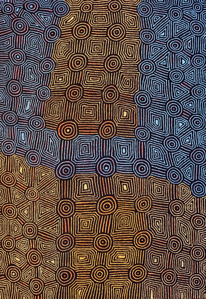 Aboriginal Artwork by Carol Nampijinpa Larry, Karnta Jukurrpa (Womens Dreaming), 152x107cm
