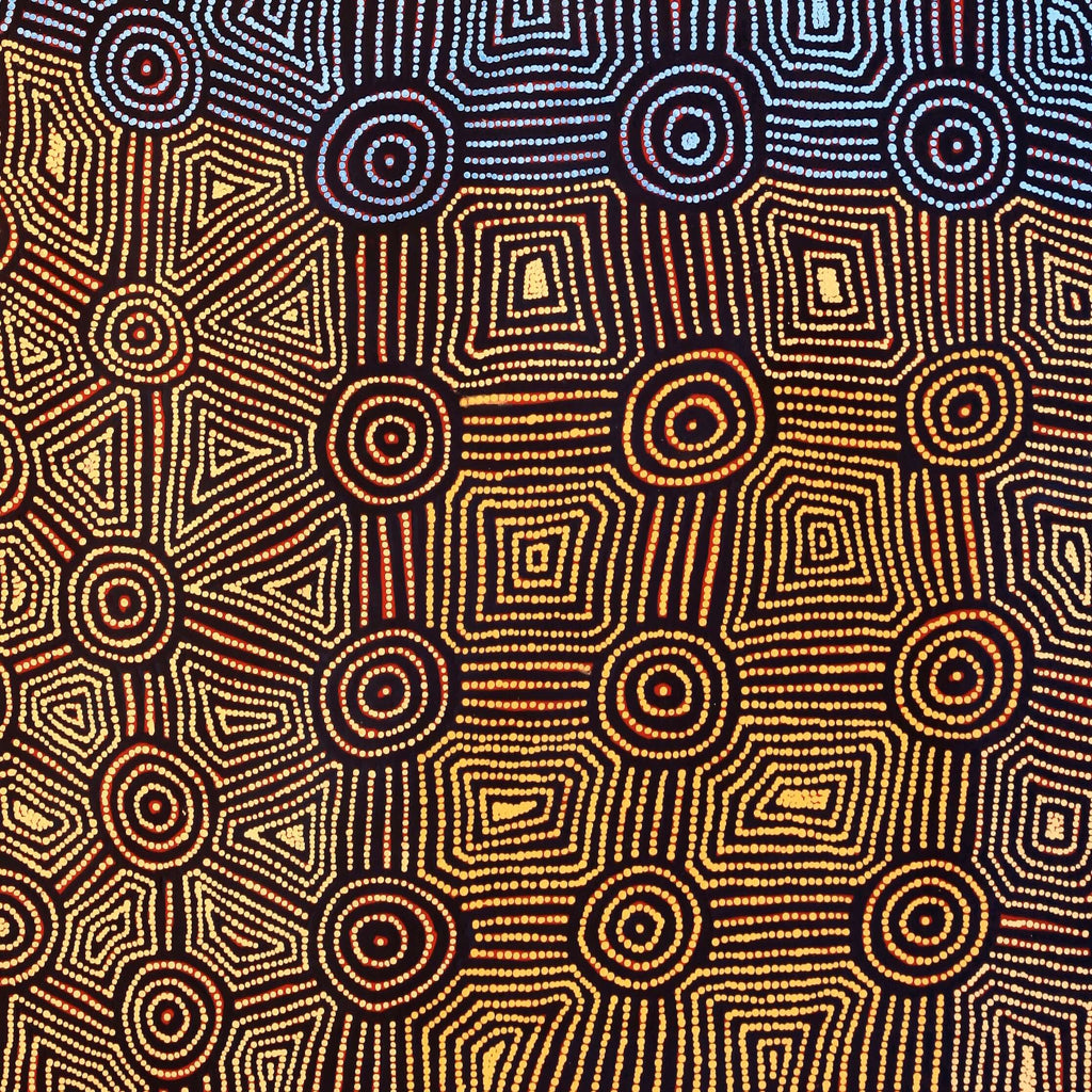 Aboriginal Artwork by Carol Nampijinpa Larry, Karnta Jukurrpa (Womens Dreaming), 152x107cm