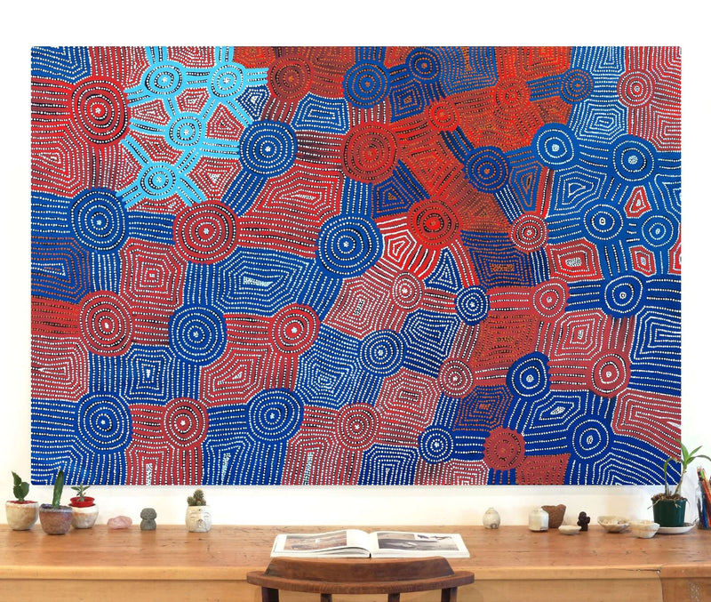 Aboriginal Artwork by Carol Nampijinpa Larry, Karnta Jukurrpa (Womens Dreaming), 182x122cm