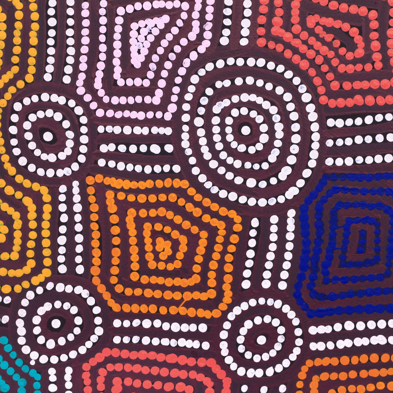 Aboriginal Artwork by Carol Nampijinpa Larry, Karnta Jukurrpa (Womens Dreaming), 30x30cm