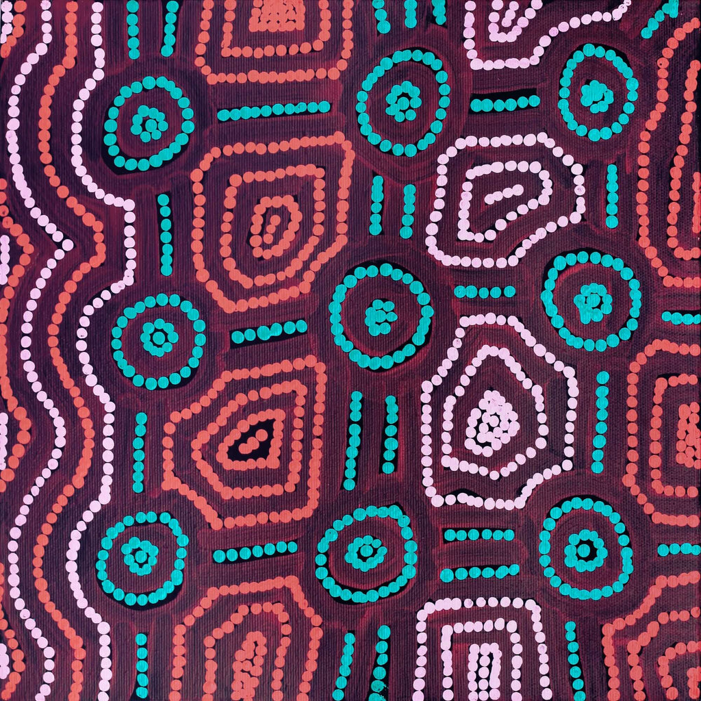 Aboriginal Art by Carol Nampijinpa Larry, Karnta Jukurrpa (Womens Dreaming), 30x30cm - ART ARK®