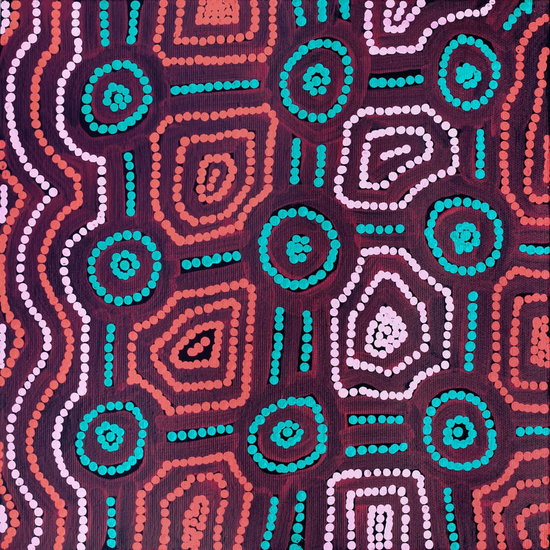 Aboriginal Artwork by Carol Nampijinpa Larry, Karnta Jukurrpa (Womens Dreaming), 30x30cm