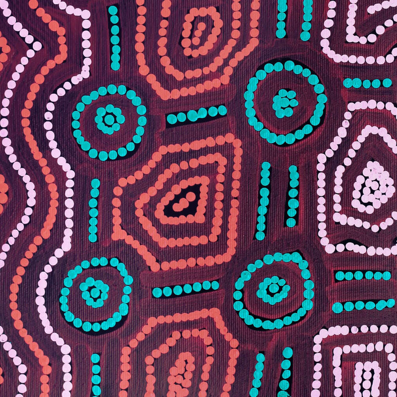 Aboriginal Artwork by Carol Nampijinpa Larry, Karnta Jukurrpa (Womens Dreaming), 30x30cm