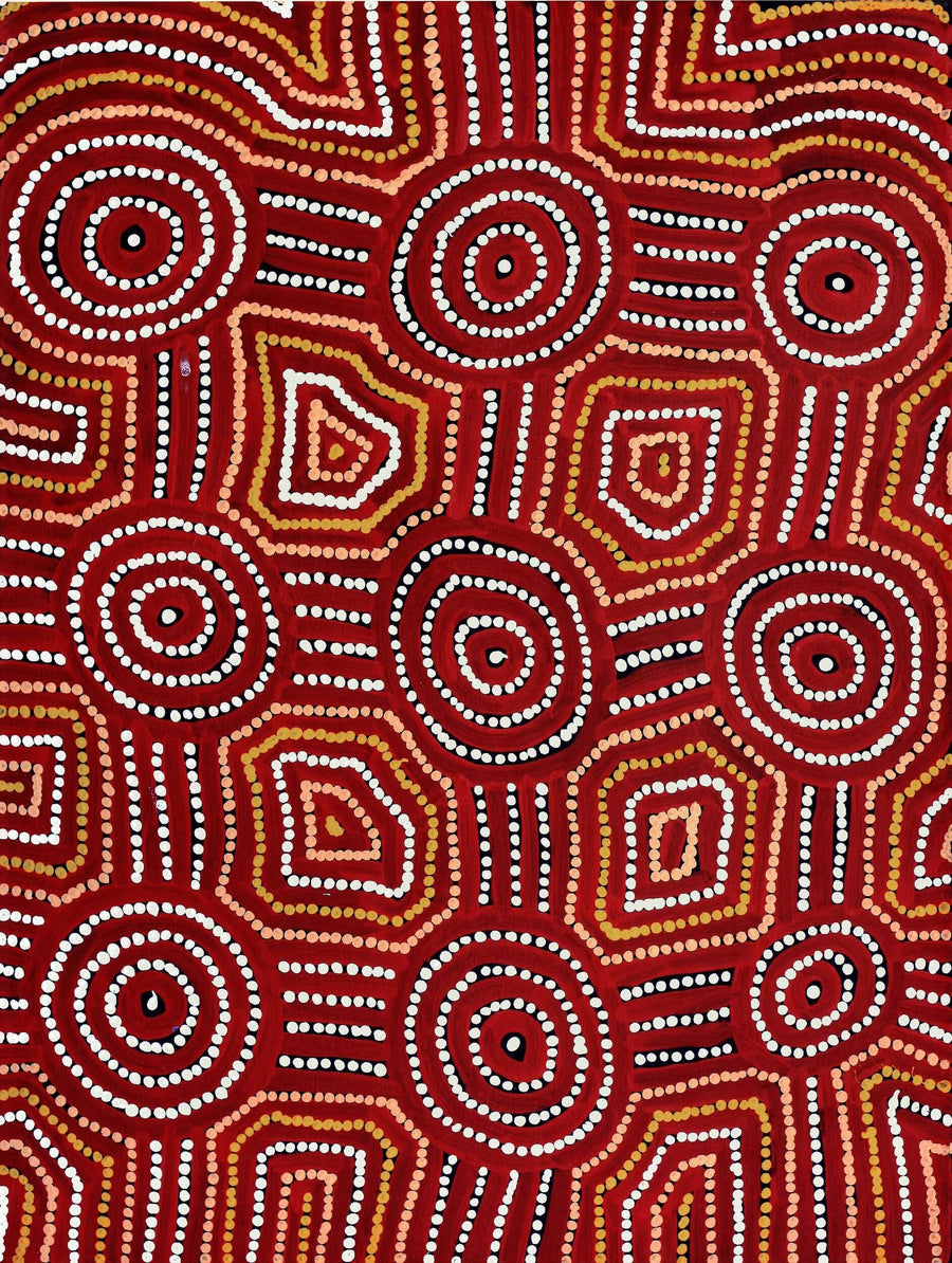 Aboriginal Artwork by Carol Nampijinpa Larry, Karnta Jukurrpa (Womens Dreaming), 61x46cm