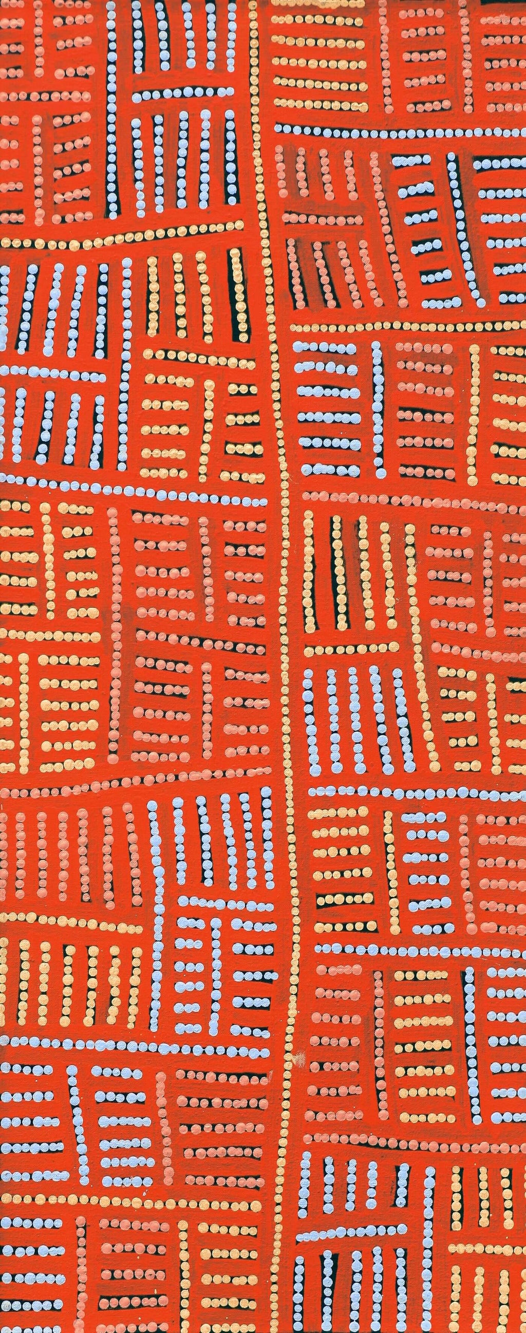 Aboriginal Artwork by Carol Nampijinpa Larry, Karnta Jukurrpa (Womens Dreaming), 76x30cm