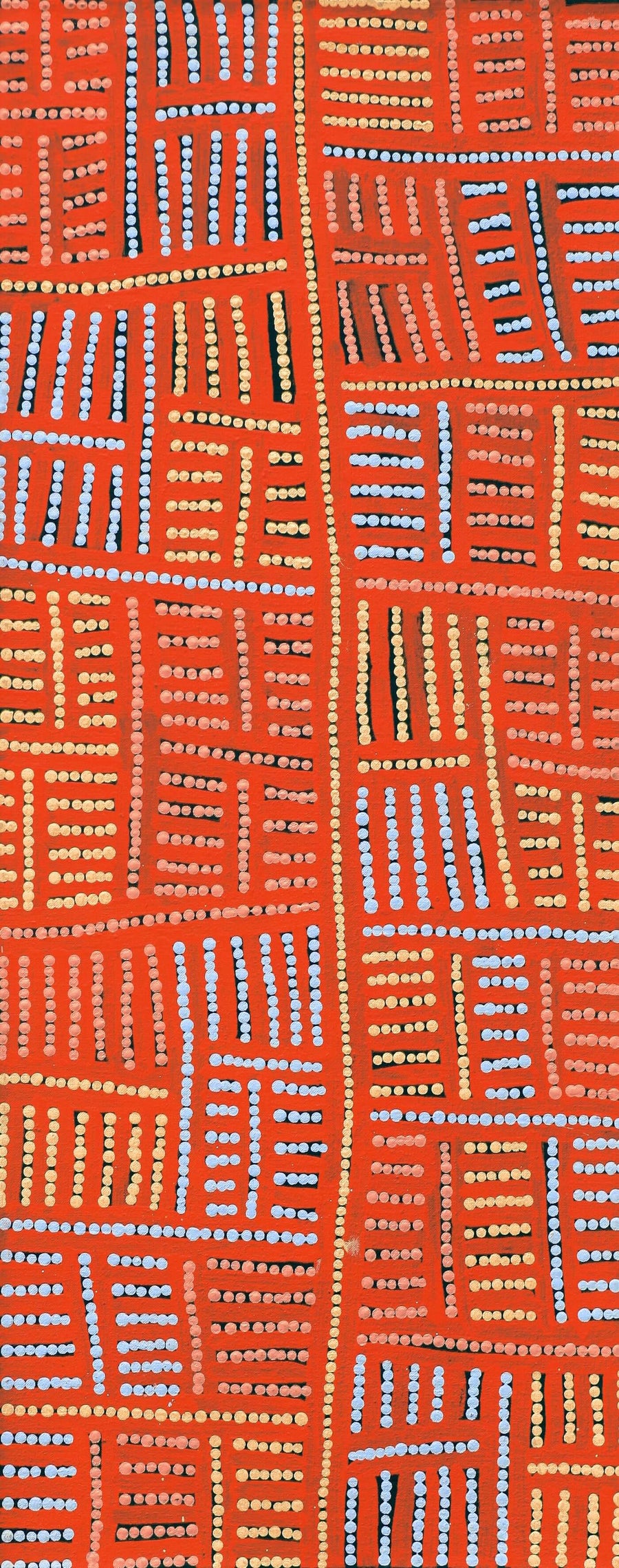 Aboriginal Artwork by Carol Nampijinpa Larry, Karnta Jukurrpa (Womens Dreaming), 76x30cm