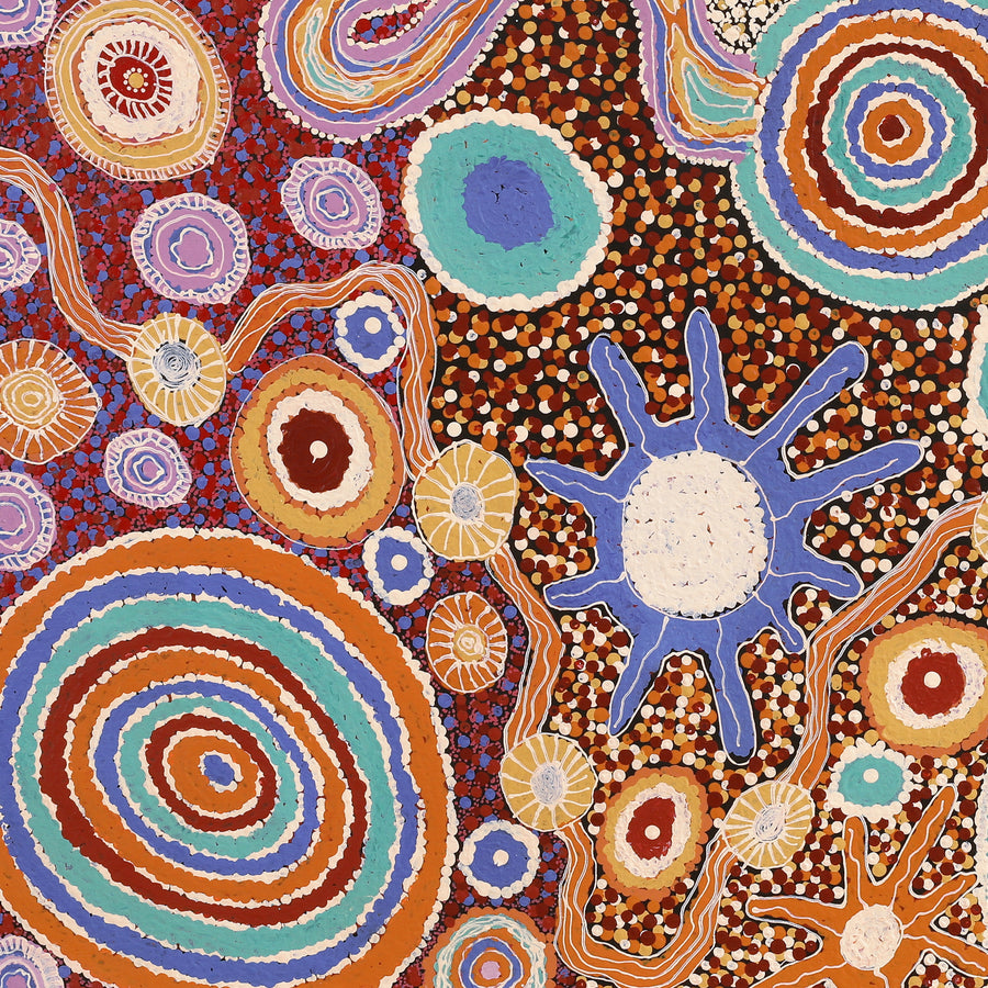 Aboriginal Artwork by Carolyn Dunn, Piltati Tjukurpa, 91x91cm