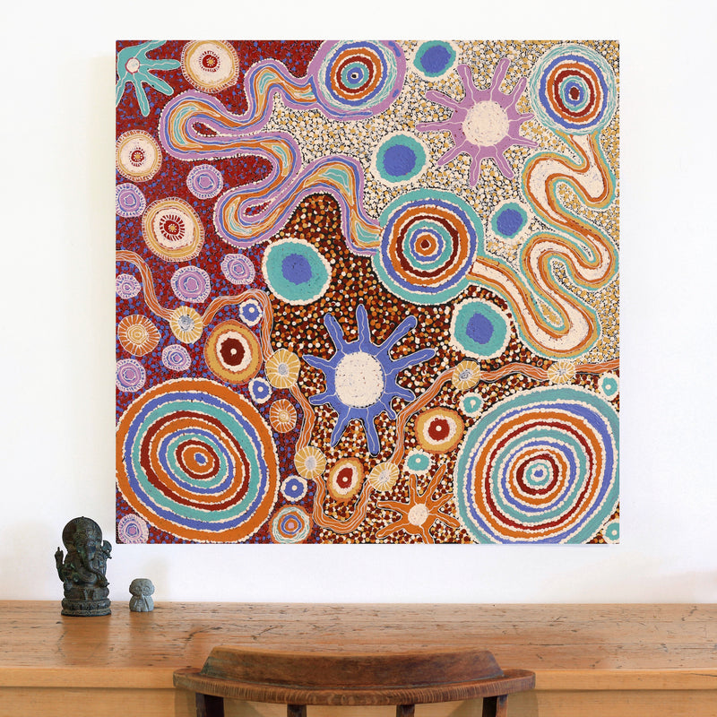 Aboriginal Art by Carolyn Dunn, Piltati Tjukurpa, 91x91cm - ART ARK®