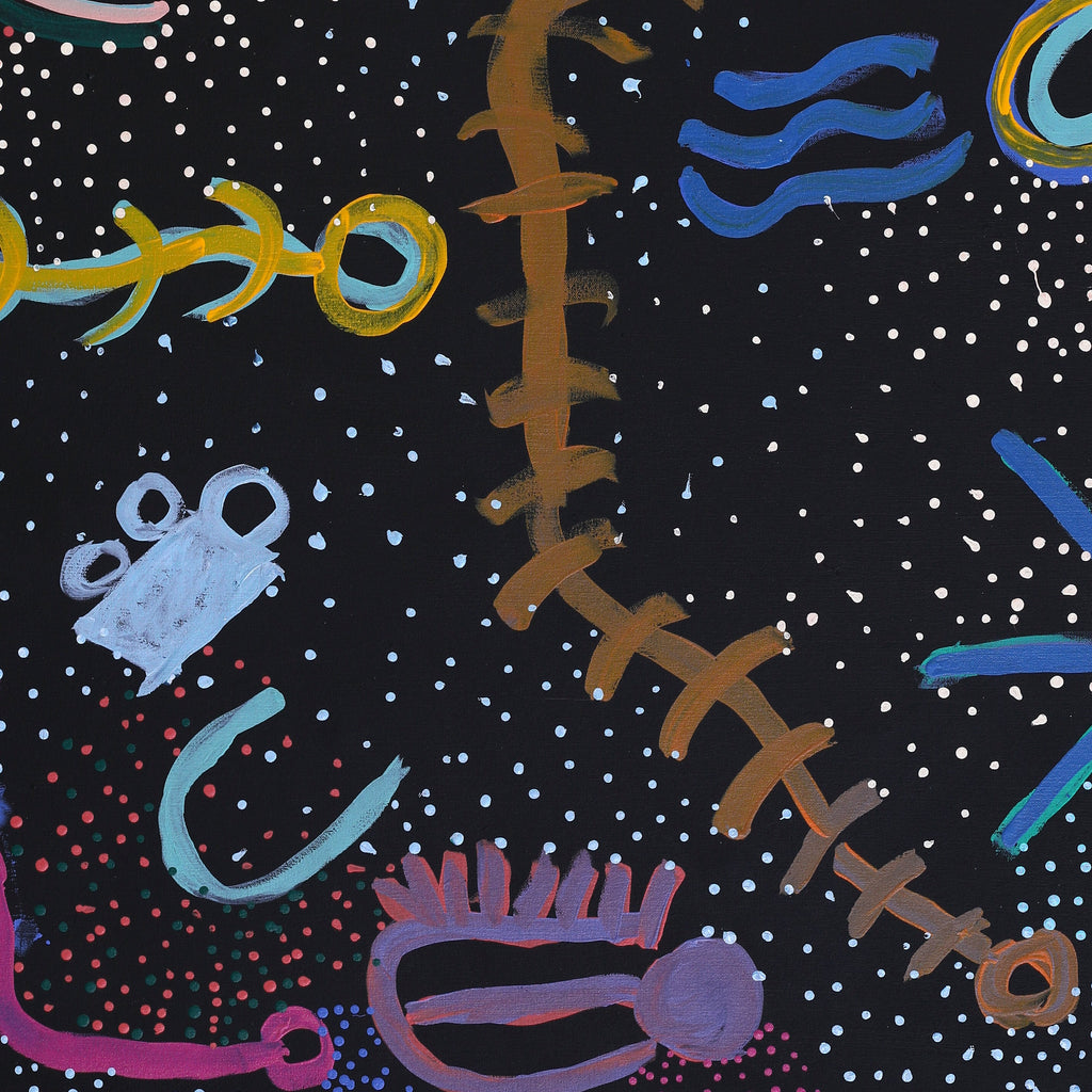 Aboriginal Artwork by Cassaria Young Hogan, Bush Trip, 127x91cm