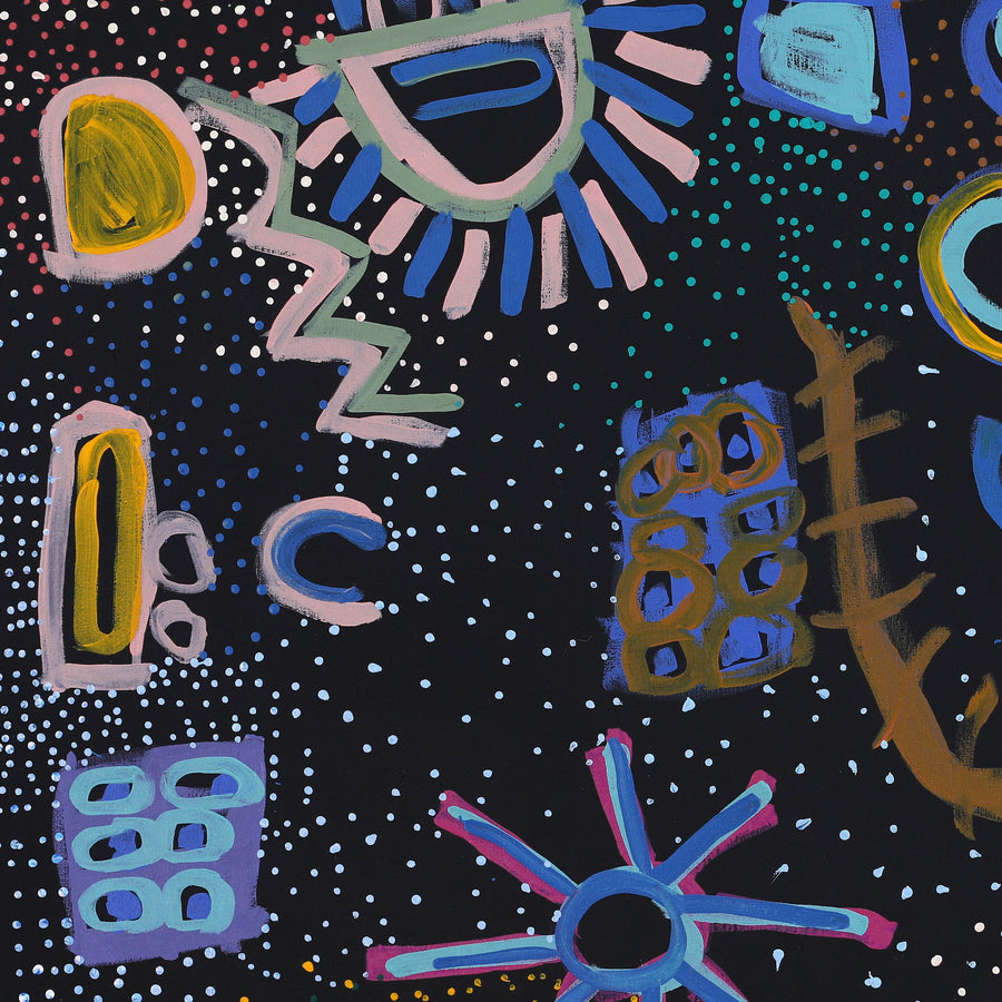 Aboriginal Artwork by Cassaria Young Hogan, Bush Trip, 127x91cm