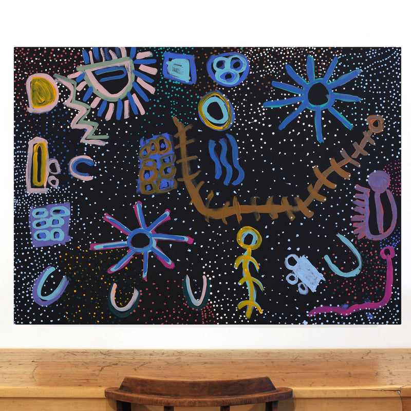Aboriginal Artwork by Cassaria Young Hogan, Bush Trip, 127x91cm