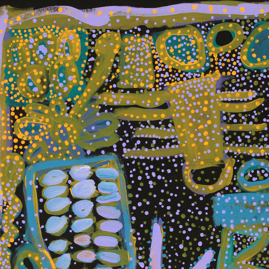 Aboriginal Artwork by Cassaria Young Hogan, Bush Trip, 91x61cm