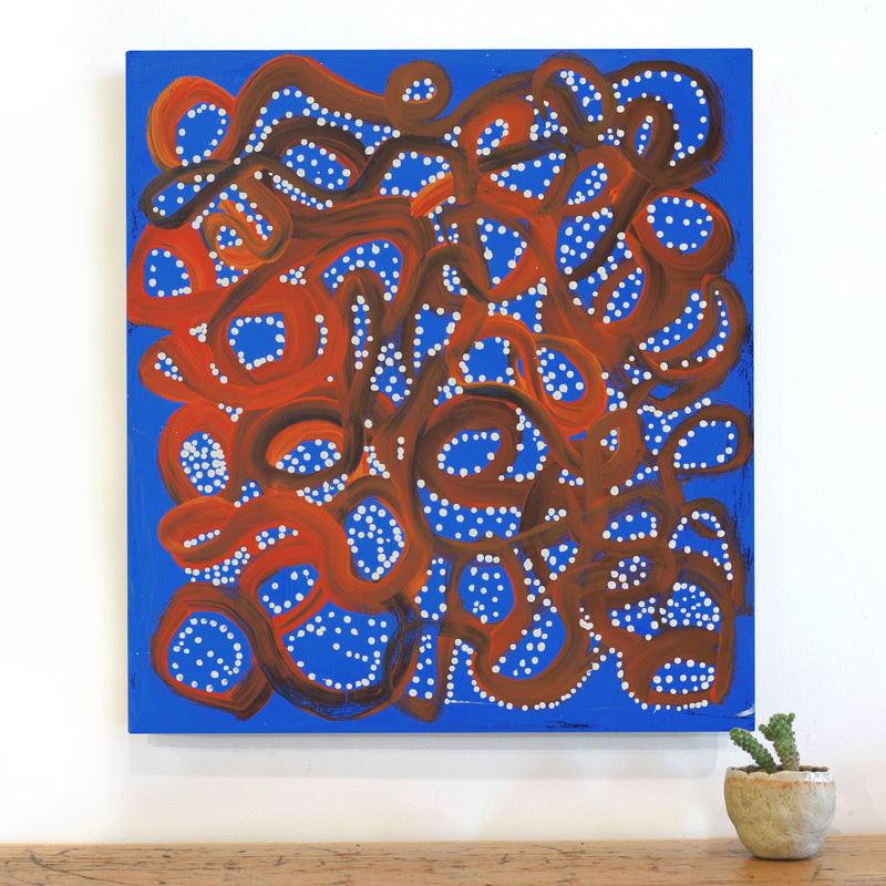 Aboriginal Artwork by Cassaria Young Hogan, Walka Wiru Ngura Wiru, 61x55cm