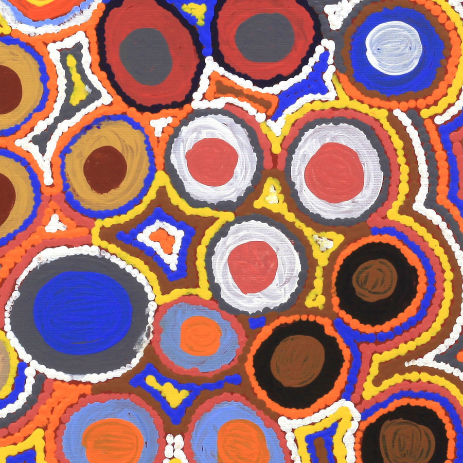 Aboriginal Artwork by Catherine Nungarrayi Malbunka, Mina Mina Jukurrpa (Mina Mina Dreaming) - Ngalyipi, 30x30cm