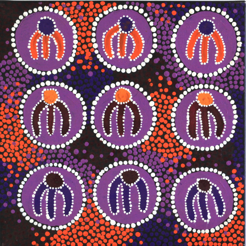 Aboriginal Artwork by Catherine Nungarrayi Malbunka, Yankirri Jukurrpa (Emu Dreaming) - Ngarlikurlangu, 30x30cm