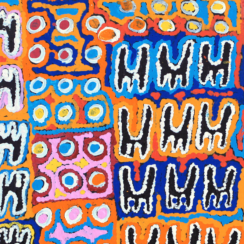 Aboriginal Artwork by Catherine Nungarrayi Malbunka, Mina Mina Jukurrpa (Mina Mina Dreaming) - Ngalyipi, 30x30cm