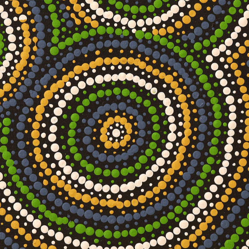 Aboriginal Artwork by Cecilia Napurrurla Wilson, Nguru Yurntumu-wana (Country around Yuendumu), 30x30cm