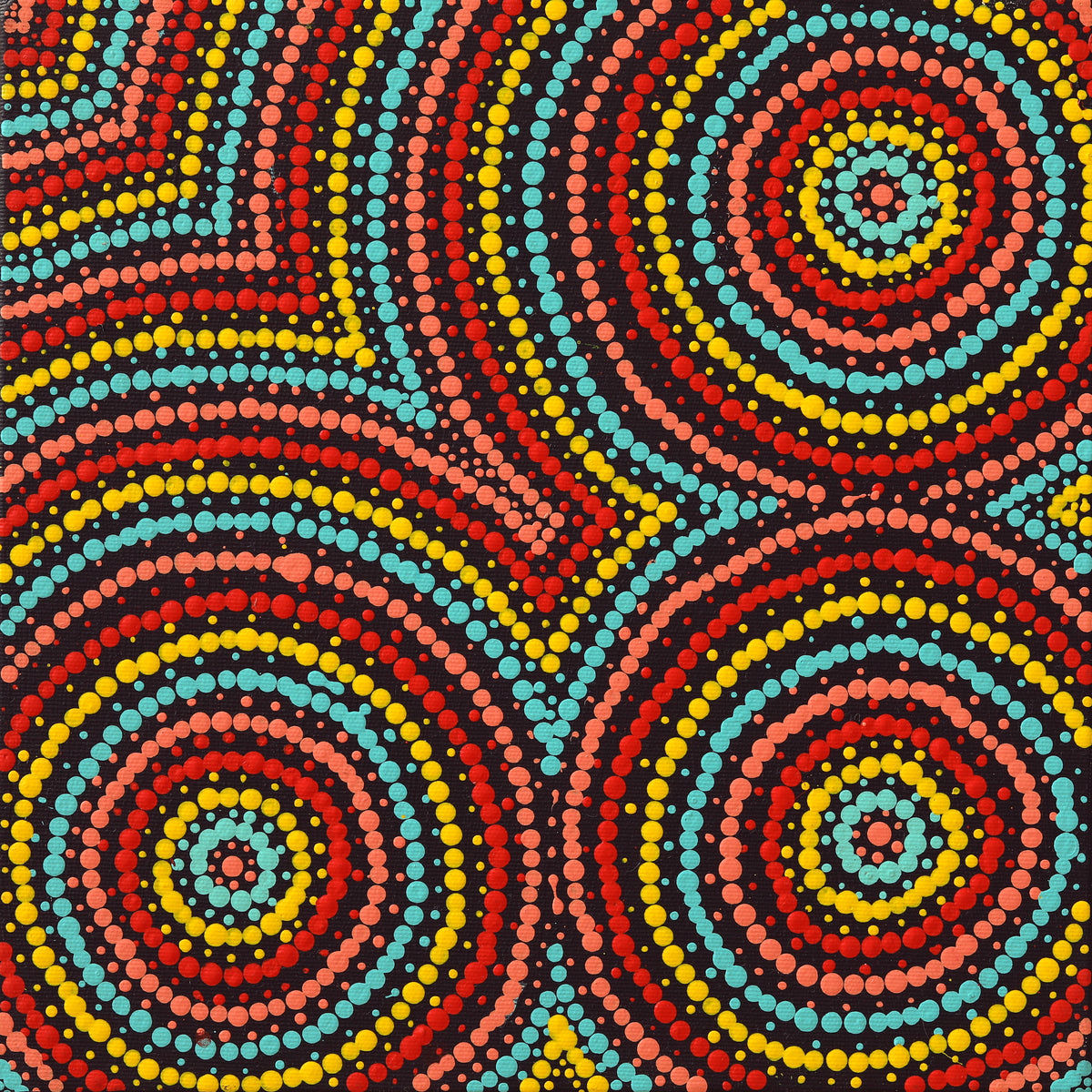 Aboriginal Art by Cecilia Napurrurla Wilson, Nguru Yurntumu-wana (Country around Yuendumu), 30x30cm - ART ARK®