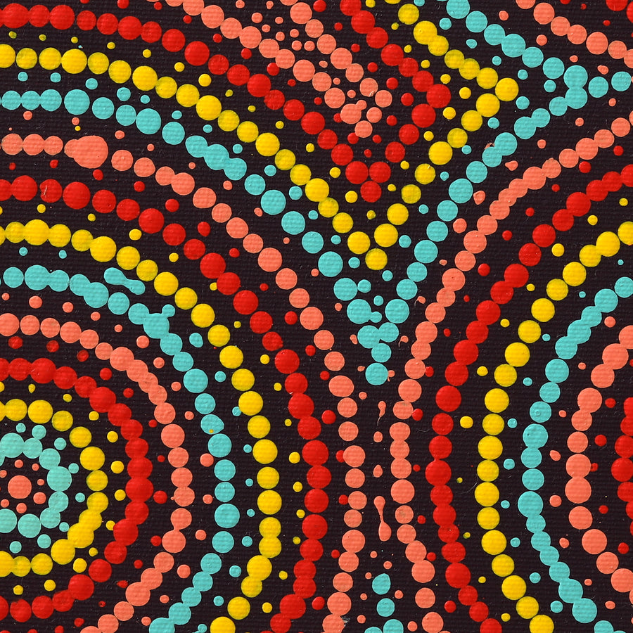 Aboriginal Artwork by Cecilia Napurrurla Wilson, Nguru Yurntumu-wana (Country around Yuendumu), 30x30cm