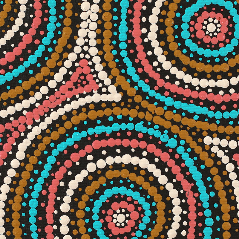 Aboriginal Artwork by Cecilia Napurrurla Wilson, Nguru Yurntumu-wana (Country around Yuendumu), 30x30cm