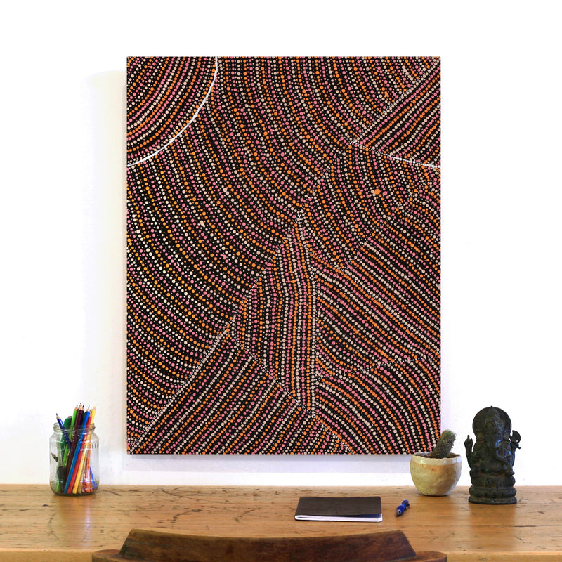 Aboriginal Artwork by Cecilia Napurrurla Wilson, Lappi Lappi Jukurrpa, 76x61cm