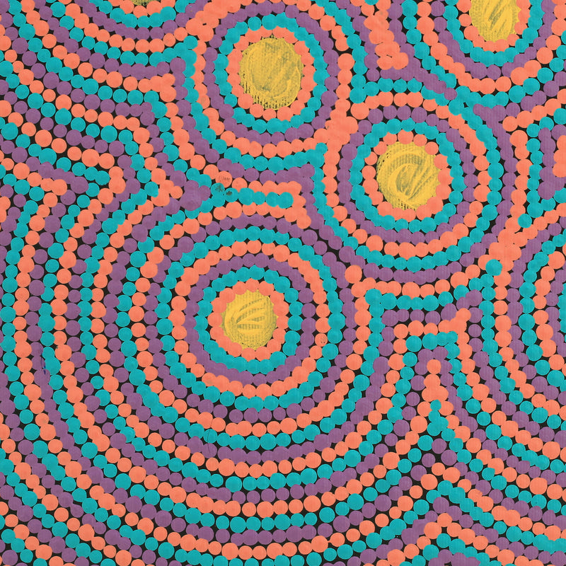 Aboriginal Artwork by Cecilia Napurrurla Wilson, Nguru Yurntumu-wana (Country around Yuendumu), 30x30cm