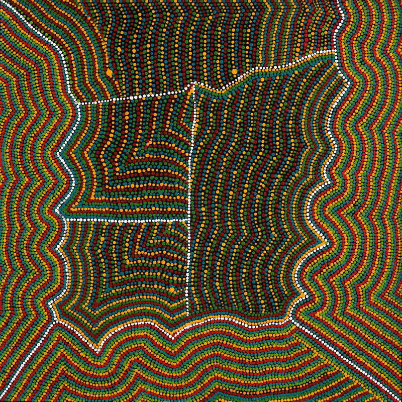 Aboriginal Artwork by Cecilia Napurrurla Wilson, Lappi Lappi Jukurrpa, 76x76cm