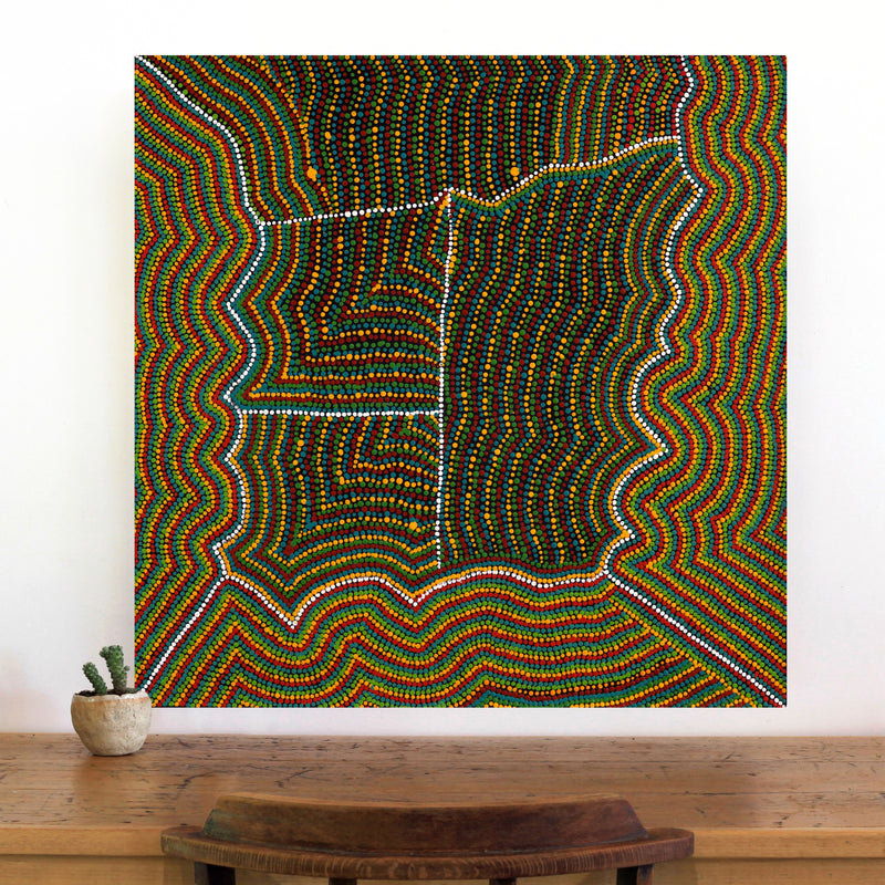 Aboriginal Artwork by Cecilia Napurrurla Wilson, Lappi Lappi Jukurrpa, 76x76cm