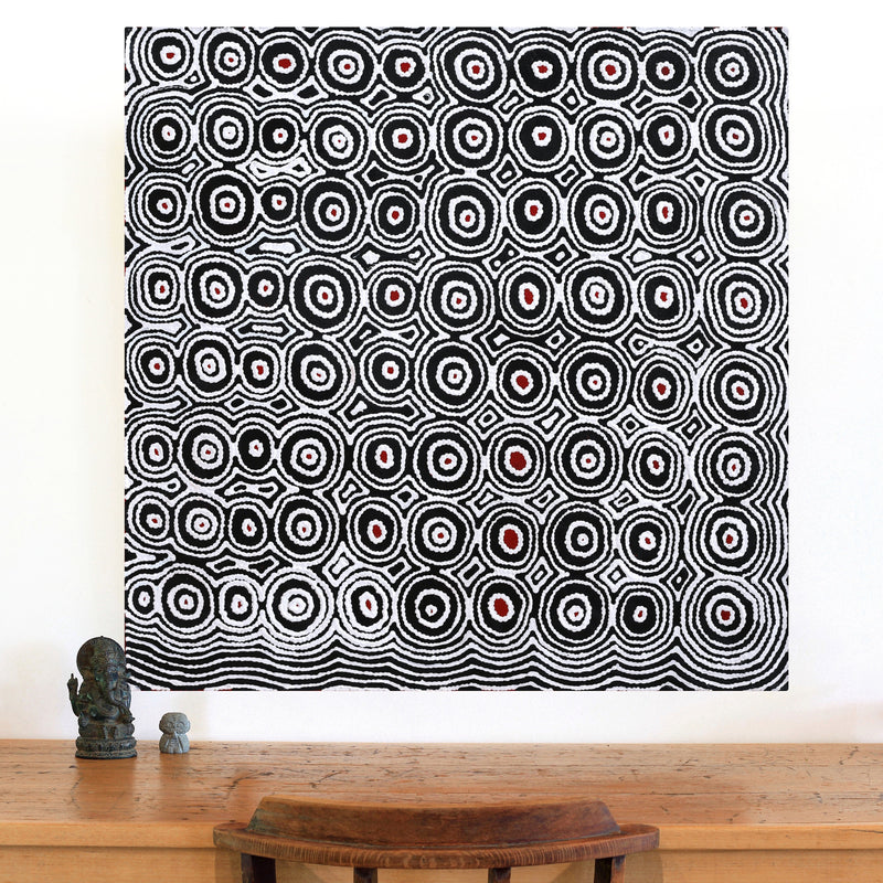 Aboriginal Artwork by Cecily Napanangka Marshall, Pikilyi Jukurrpa (Vaughan Springs Dreaming), 91x91cm