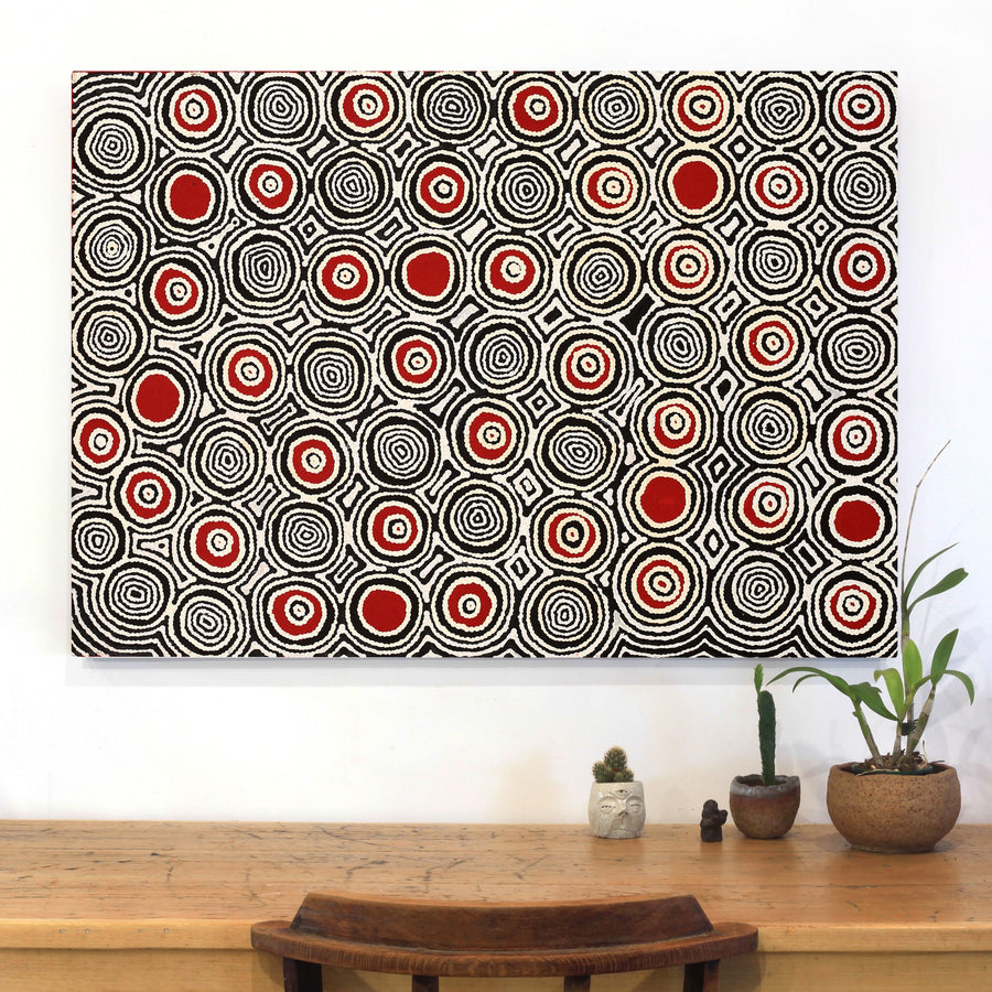 Aboriginal Artwork by Cecily Napanangka Marshall, Pikilyi Jukurrpa (Vaughan Springs Dreaming), 107x76cm