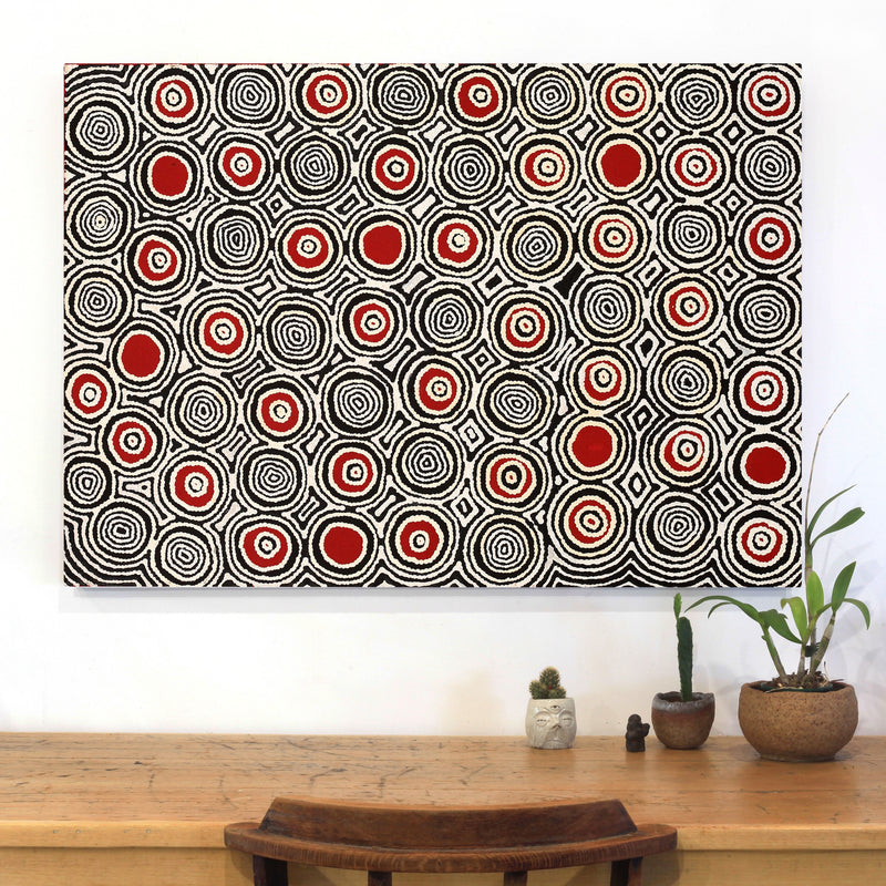 Aboriginal Artwork by Cecily Napanangka Marshall, Pikilyi Jukurrpa (Vaughan Springs Dreaming), 107x76cm