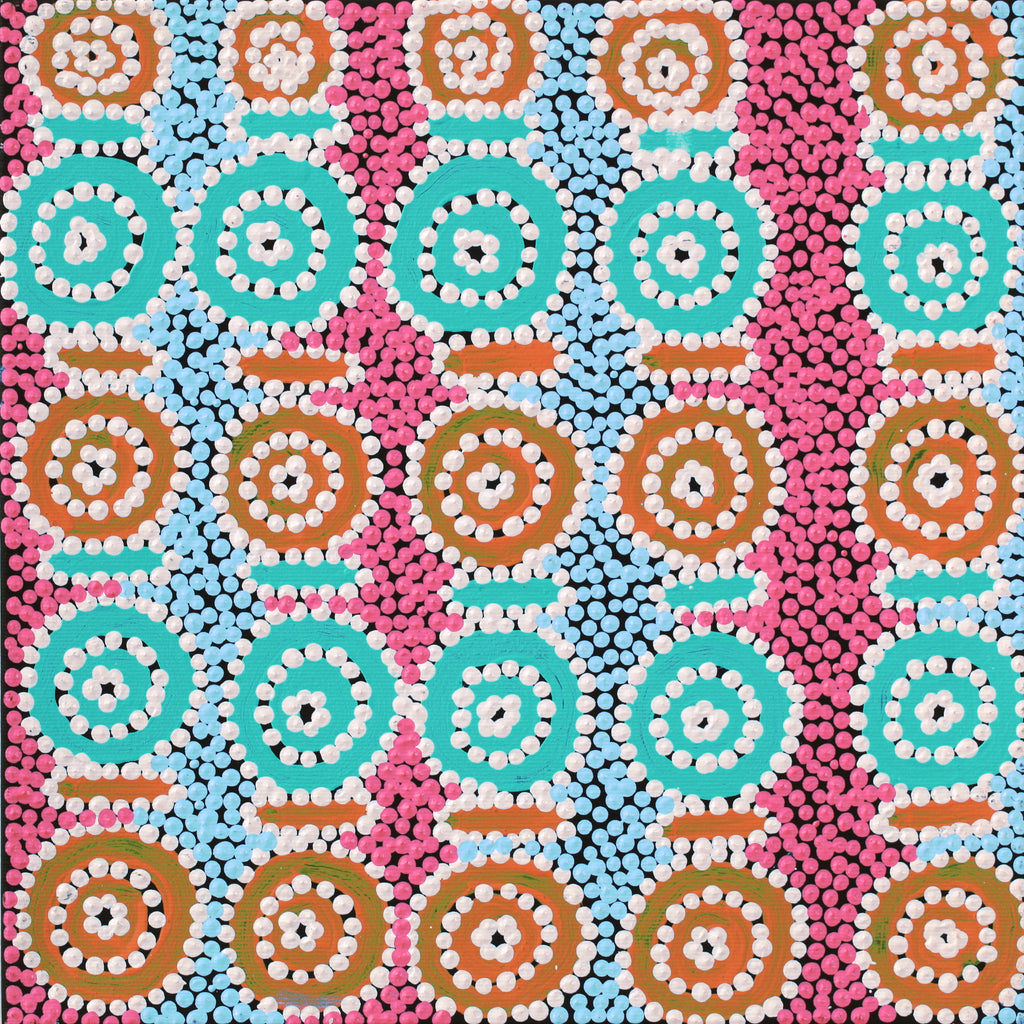 Aboriginal Artwork by Cecily Napanangka Marshall, Karnta Jukurrpa (Womens Dreaming), 30x30cm