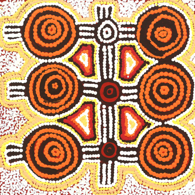 Aboriginal Artwork by Cecily Napanangka Granites, Mina Mina Jukurrpa (Mina Mina Dreaming), 30x30cm
