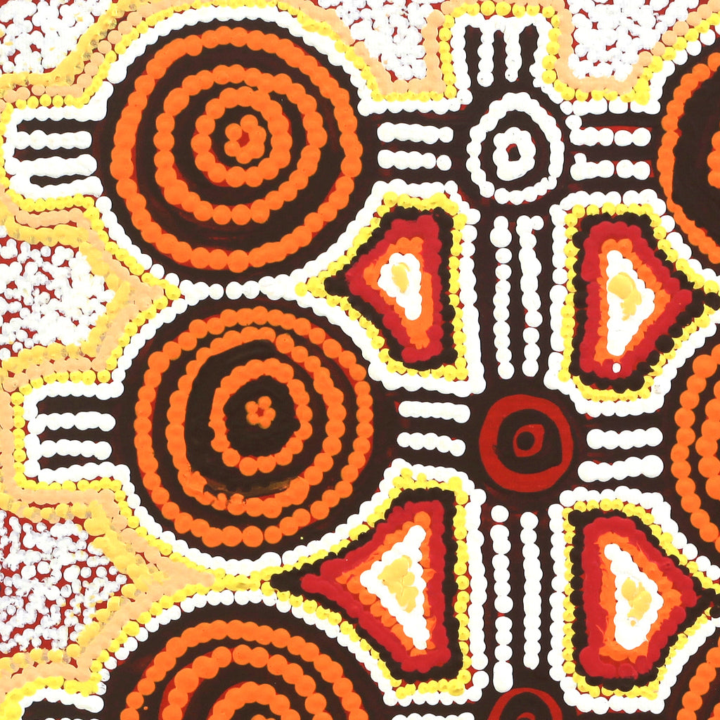 Aboriginal Artwork by Cecily Napanangka Granites, Mina Mina Jukurrpa (Mina Mina Dreaming), 30x30cm